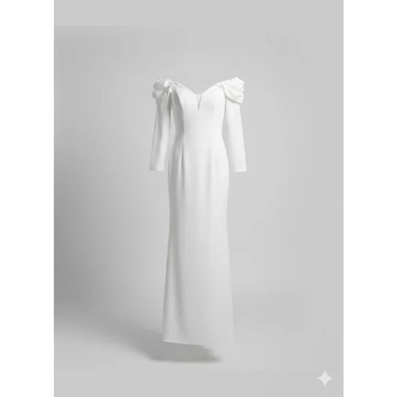 A.L.C. White Off-the-Shoulder Long Sleeve Maxi Dress Size 2 - Picture 3 of 10